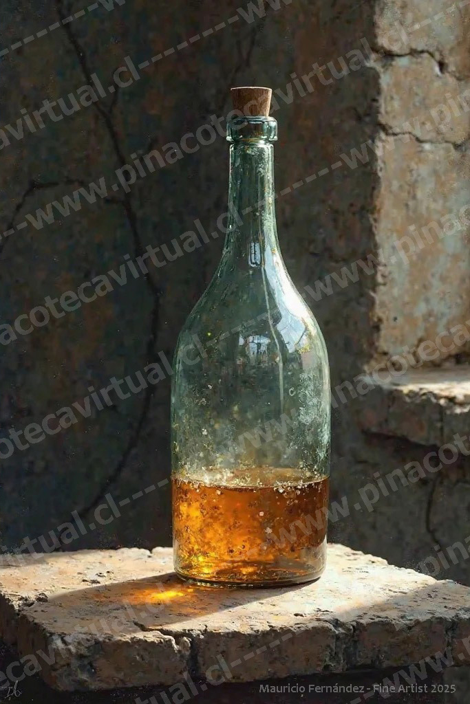 13.- Botella antigua con licor