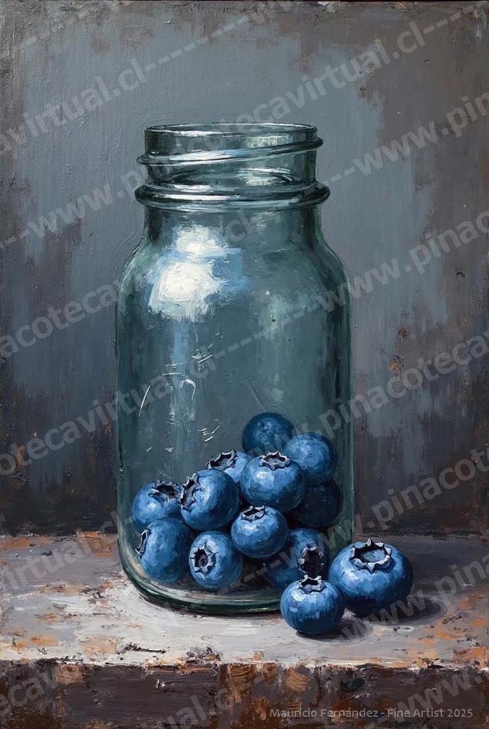 53.- Frasco de vidrio con arándanos